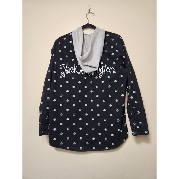 The Nightmare Before Christmas Jack Skellington Hoodie Button Front Mens Size L - Picture 2 of 4